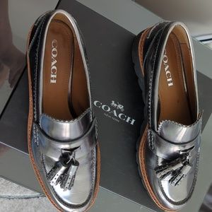 COACH Irvine Gunmetal Lug Sole Loafer